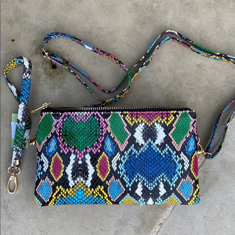 Crossbody multi color snakeskin bag or wallet SOLD OUT